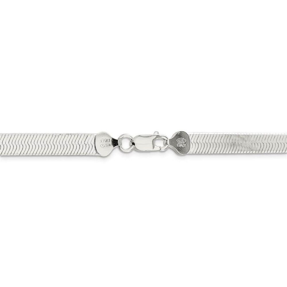 7mm, Sterling Silver Solid Herringbone Chain Necklace, 16 Inch - Picture 4 of 8